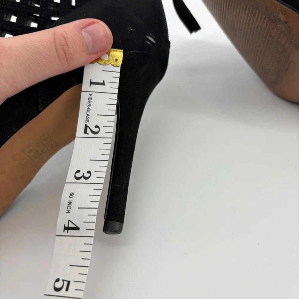 Aldo Ankle Boots Black Women 7.5 Laser Cut‎ Out Cage Pointed Toe Stiletto Heel